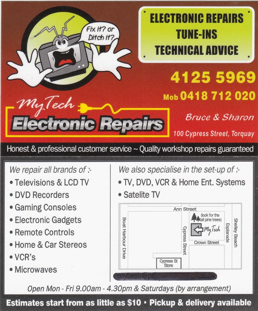 Mytech Electronic Repairs | home goods store | 100 Cypress St, Torquay QLD 4655, Australia | 0741255969 OR +61 7 4125 5969