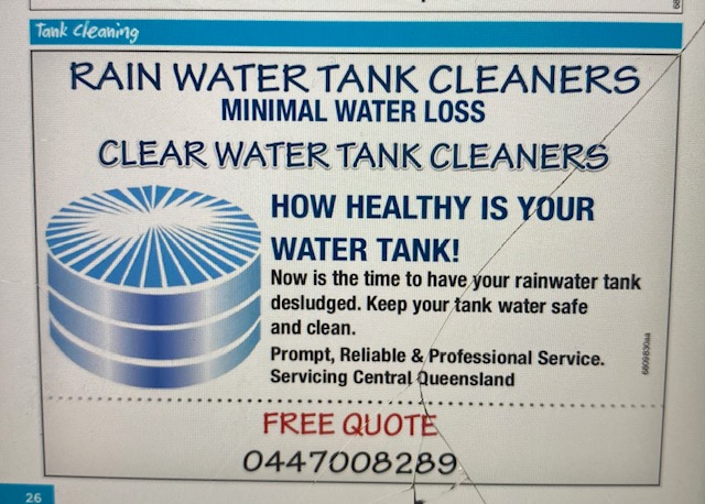 CLEAR WATER TANK CLEANERS | 30 Dodson Ln, Cawarral QLD 4702, Australia | Phone: 0447 008 289