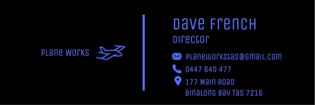 Plane Works | 1952 Bridport Rd, Bridport TAS 7262, Australia | Phone: 0447 640 477