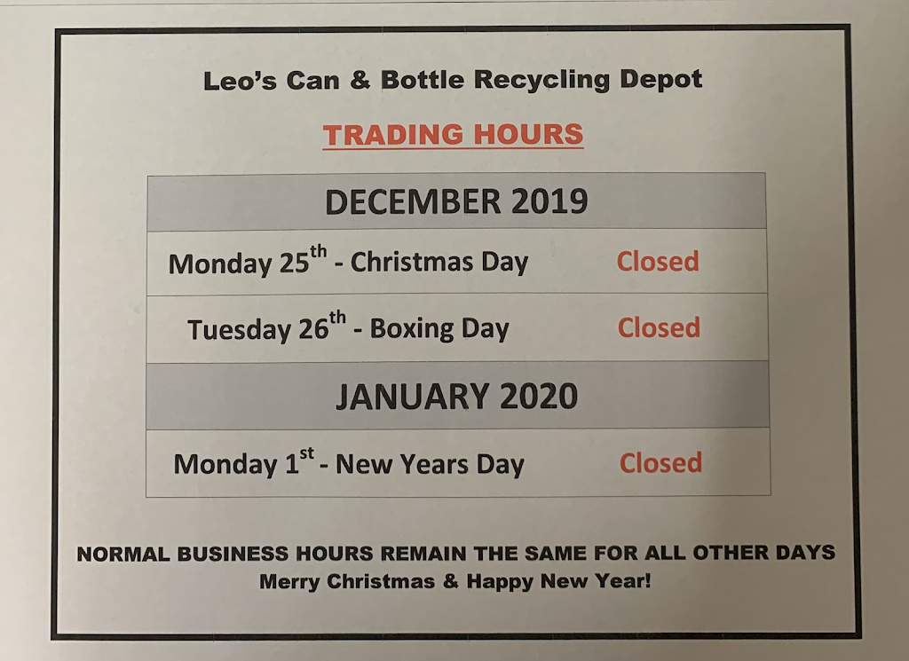 Leos Can & Bottle Recycling | 142 Findon Rd, Findon SA 5023, Australia | Phone: (08) 8445 2318