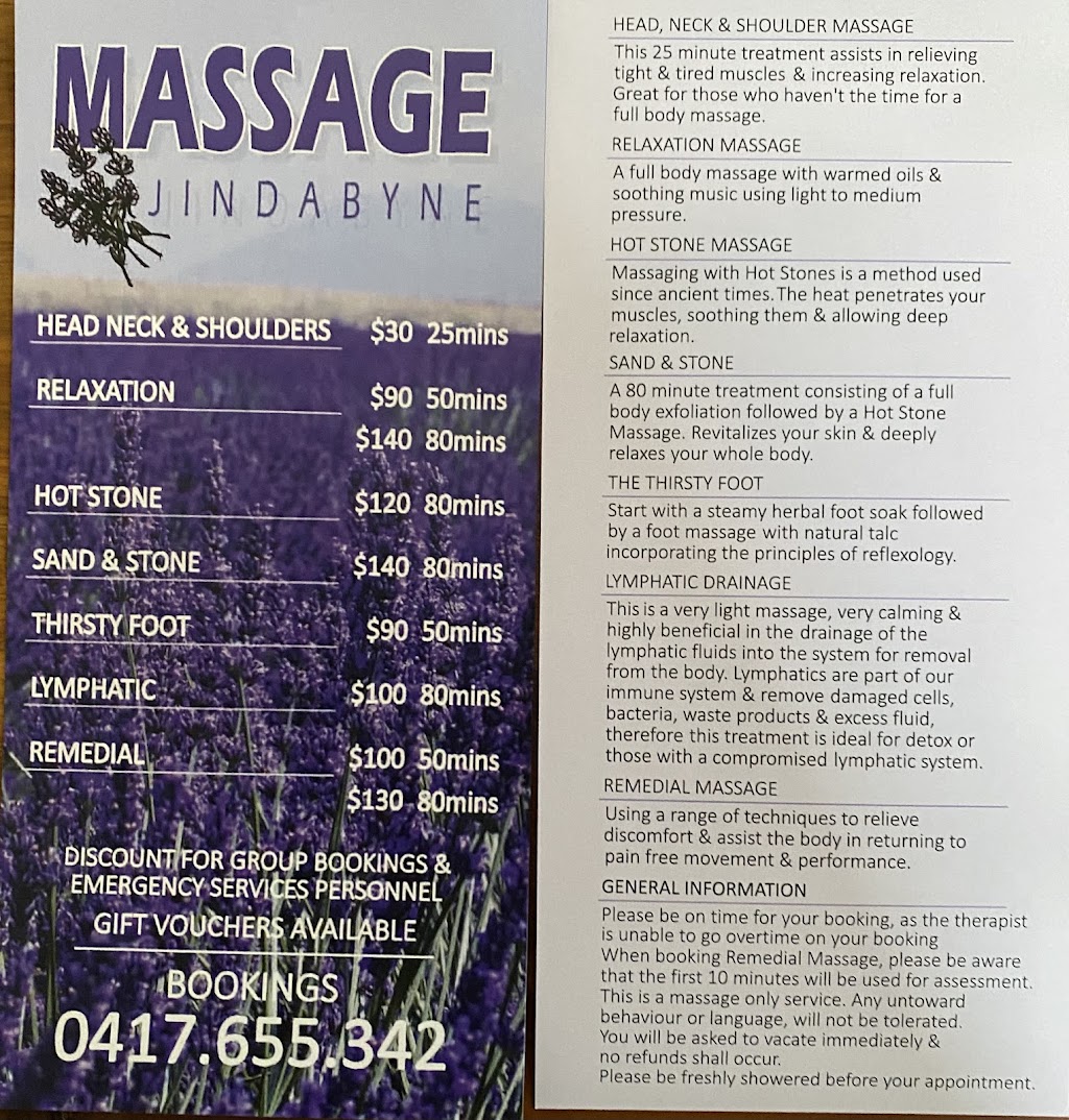 Massage Jindabyne | NRMA Holiday Park, Jindabyne NSW 2627, Australia | Phone: 0417 655 342