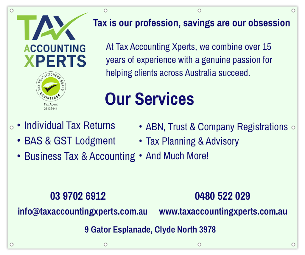 Tax Accounting Xperts | 9 Gator Esp, Clyde North VIC 3978, Australia | Phone: 0480 522 029