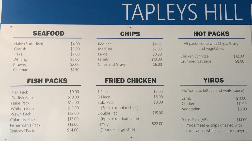 Tapleys Hill Fish Shop | 258 Tapleys Hill Rd, Seaton SA 5023, Australia | Phone: (08) 8445 9700