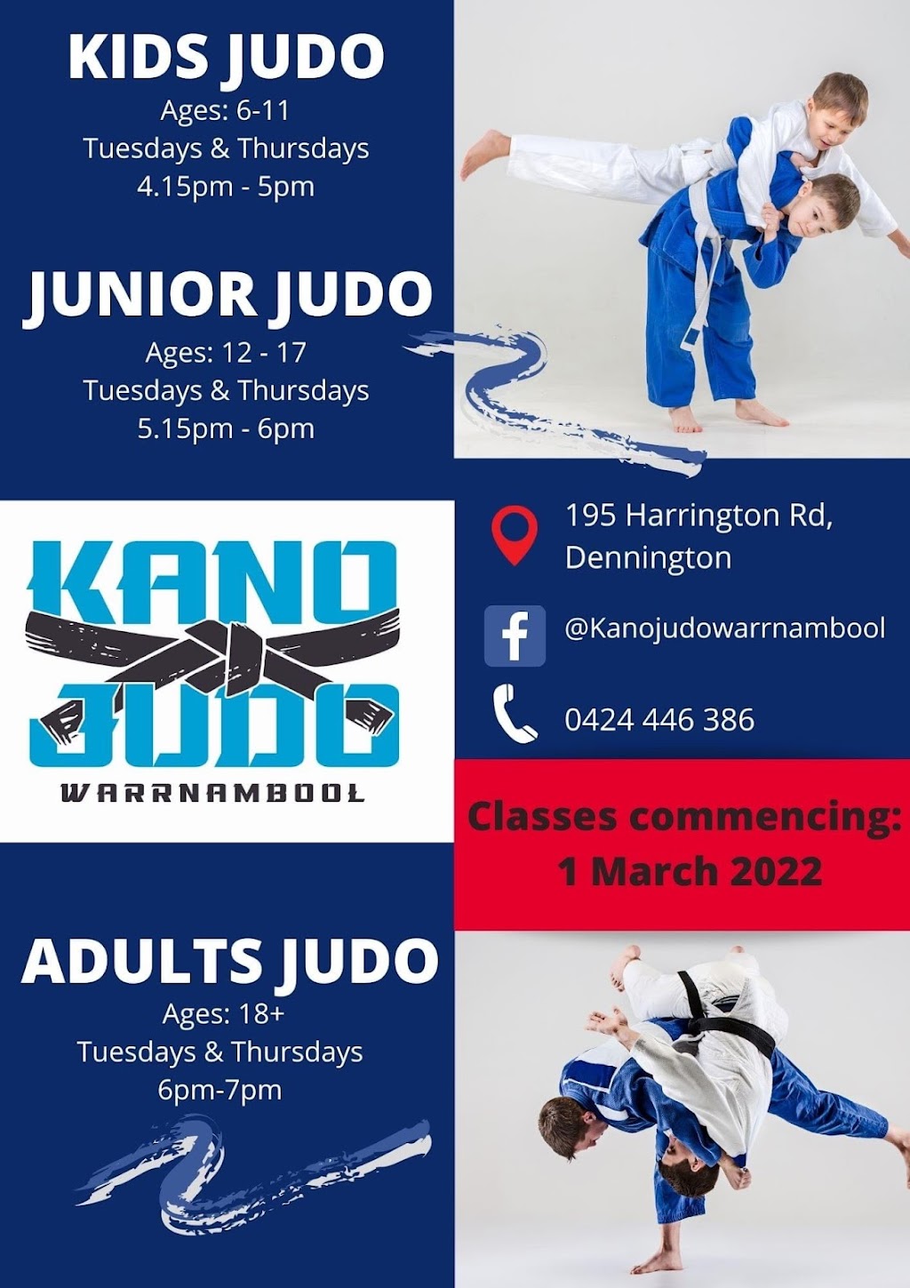 Kano Judo Club, Warrnambool | 195 Harrington Rd, Dennington VIC 3280, Australia | Phone: 0424 446 386