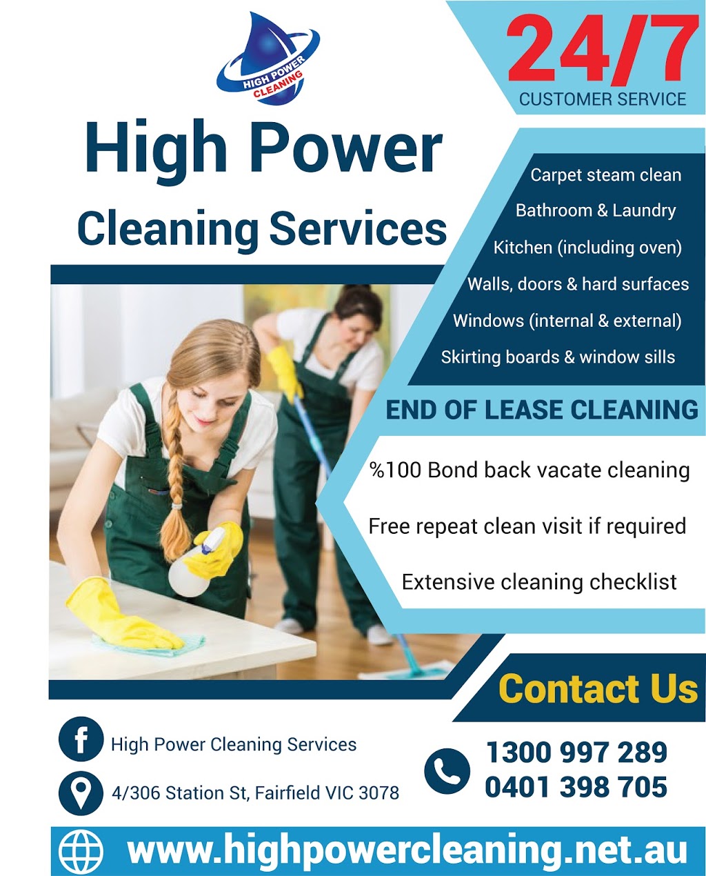 High Power Cleaning Services | laundry | 4/306 Station St, Fairfield VIC 3078, Australia | 1300997289 OR +61 1300 997 289