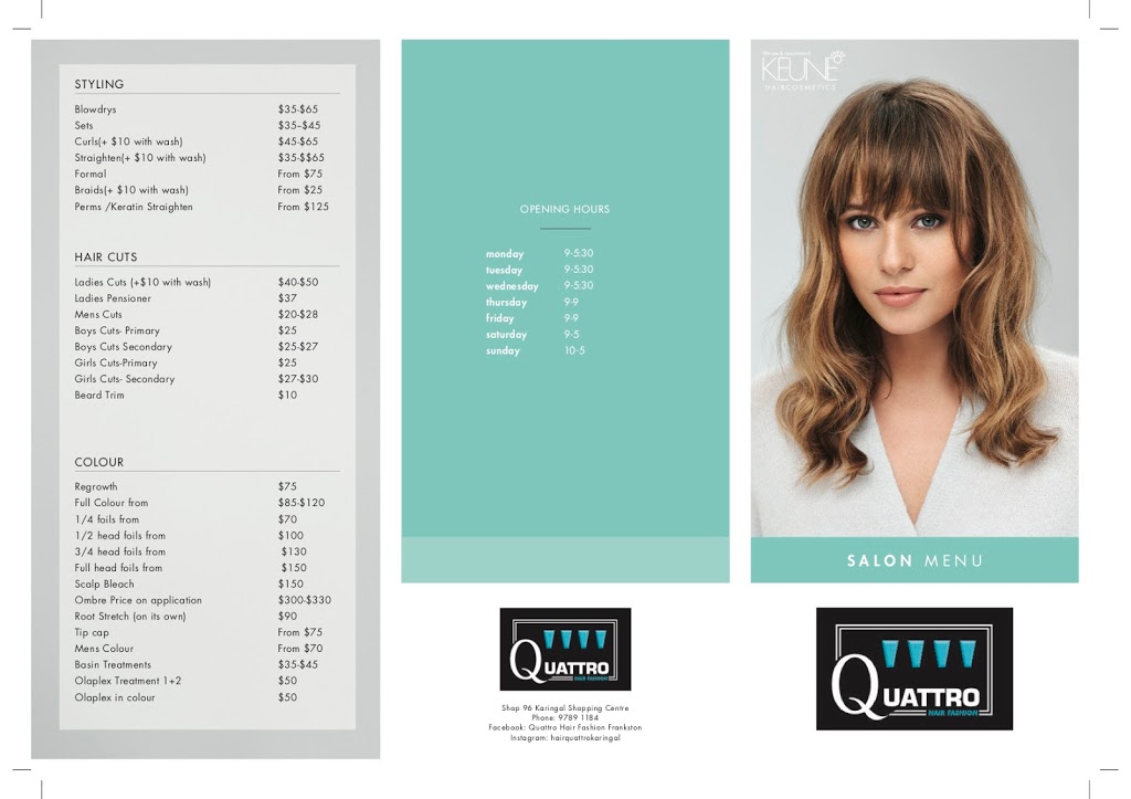 Quattro | hair care | 96/330 Cranbourne Rd, Frankston VIC 3199, Australia | 0397891184 OR +61 3 9789 1184