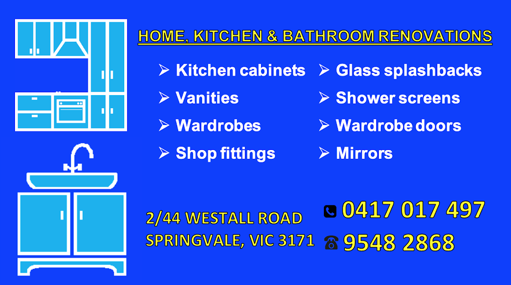 HD Kitchen & Glass | 2/44 Westall Rd, Springvale VIC 3171, Australia | Phone: 0417 017 497