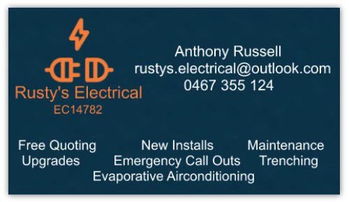 Rustys Electrical | electrician | Crest Hill Rd, Bindoon WA 6502, Australia | 0467355124 OR +61 467 355 124