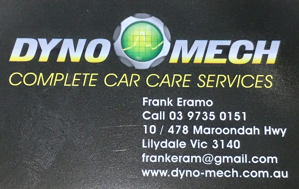 Dyno-Mech Car Care Services | car repair | 478/10 Maroondah Hwy, Lilydale VIC 3140, Australia | 0397350151 OR +61 3 9735 0151