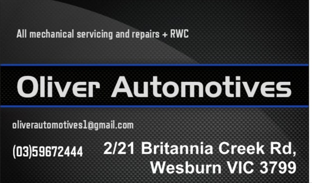 Oliver Automotives | car repair | 2/21 Britannia Creek Rd, Wesburn VIC 3799, Australia | 0359672444 OR +61 3 5967 2444