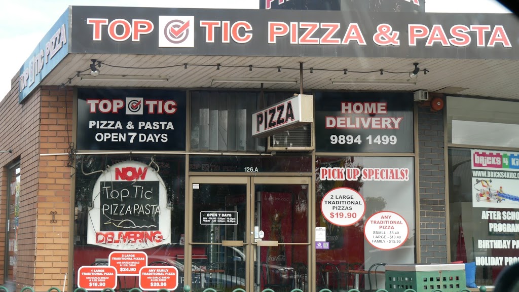 Top Tic Pizza | meal takeaway | 126A Canterbury Rd, Blackburn VIC 3130, Australia | 0398941499 OR +61 3 9894 1499