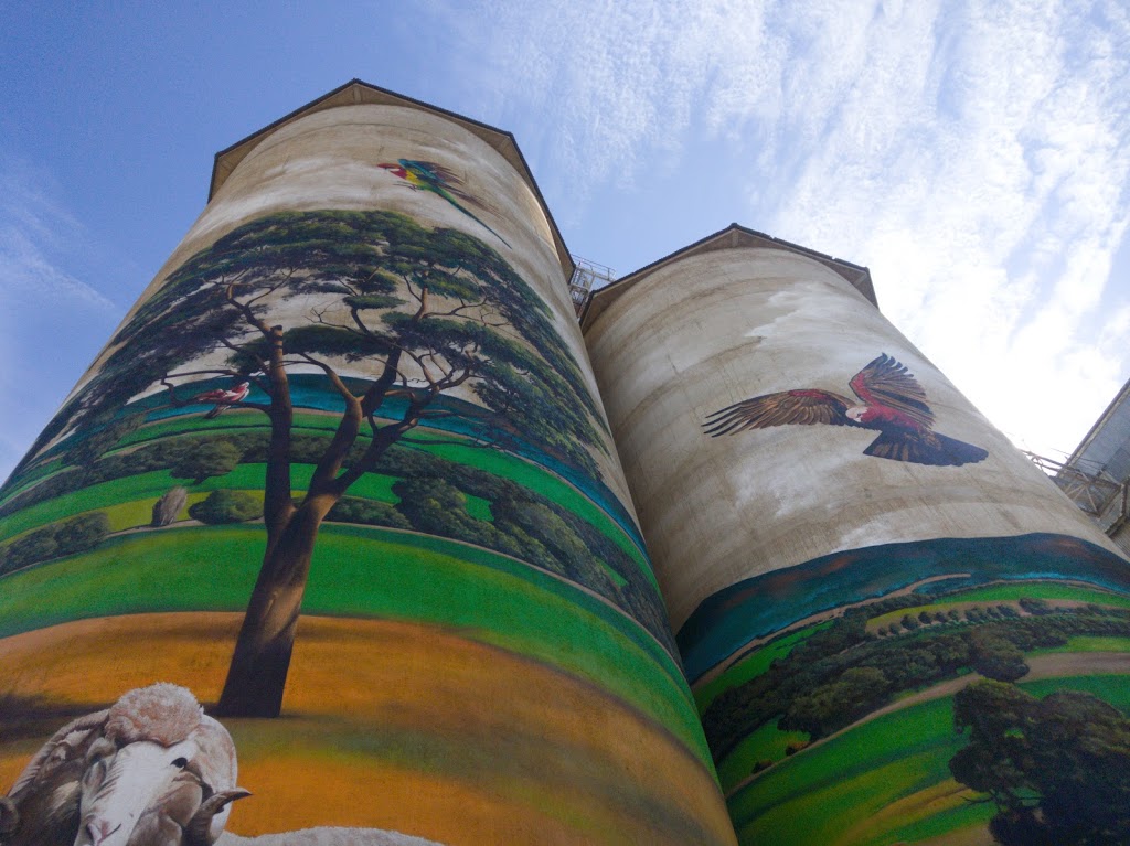 Grenfell Painted Silo by Heesco | tourist attraction | 42 West St, Grenfell NSW 2810, Australia | 0263432110 OR +61 2 6343 2110