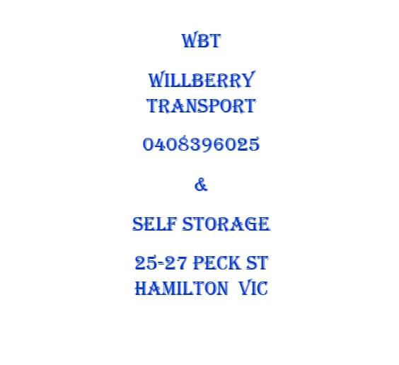 willberry transport Pty ltd and storage | 25-27 Peck St, Hamilton VIC 3300, Australia | Phone: 0408 396 025