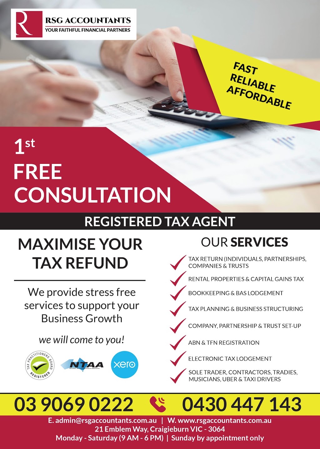 RSG Accountants - Registered Tax Agent | accounting | 21 Emblem Way, Craigieburn VIC 3064, Australia | 0430447143 OR +61 430 447 143