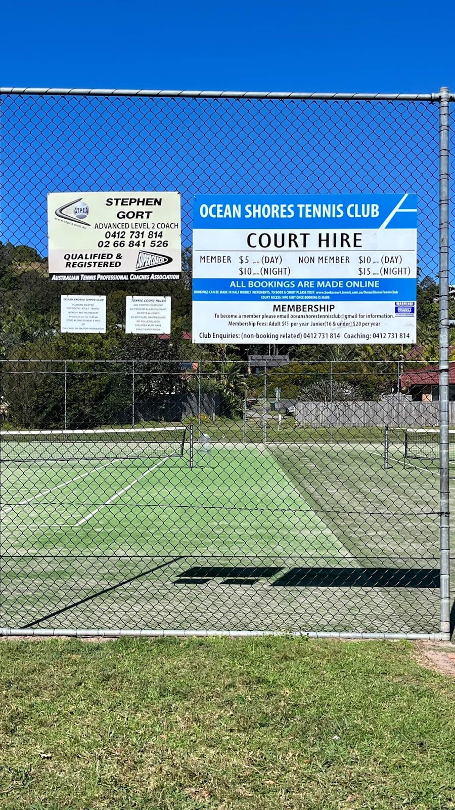 Ocean Shores Tennis Club | point of interest | Yamble Dr, Ocean Shores NSW 2483, Australia | 0412731814 OR +61 412 731 814