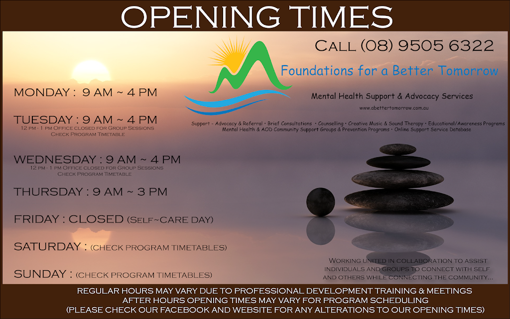 Foundations for a Better Tomorrow | health | Ground Floor Unit 12/8 Day Rd, East Rockingham WA 6168, Australia | 0895056322 OR +61 8 9505 6322