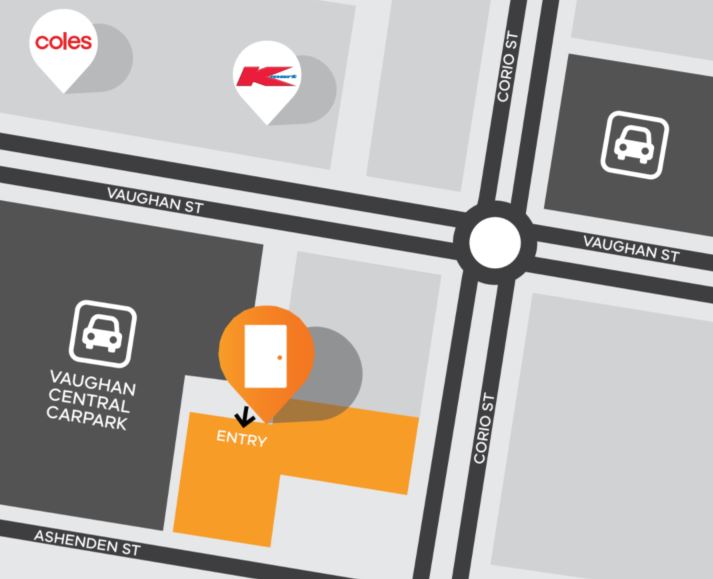 The Orange Door - Shepparton |  | Entry via Vaughan Street carpark (opposite Kmart/Coles in Vaughan Central, 210 Corio St, Shepparton VIC 3630, Australia | 1800634245 OR +61 1800 634 245