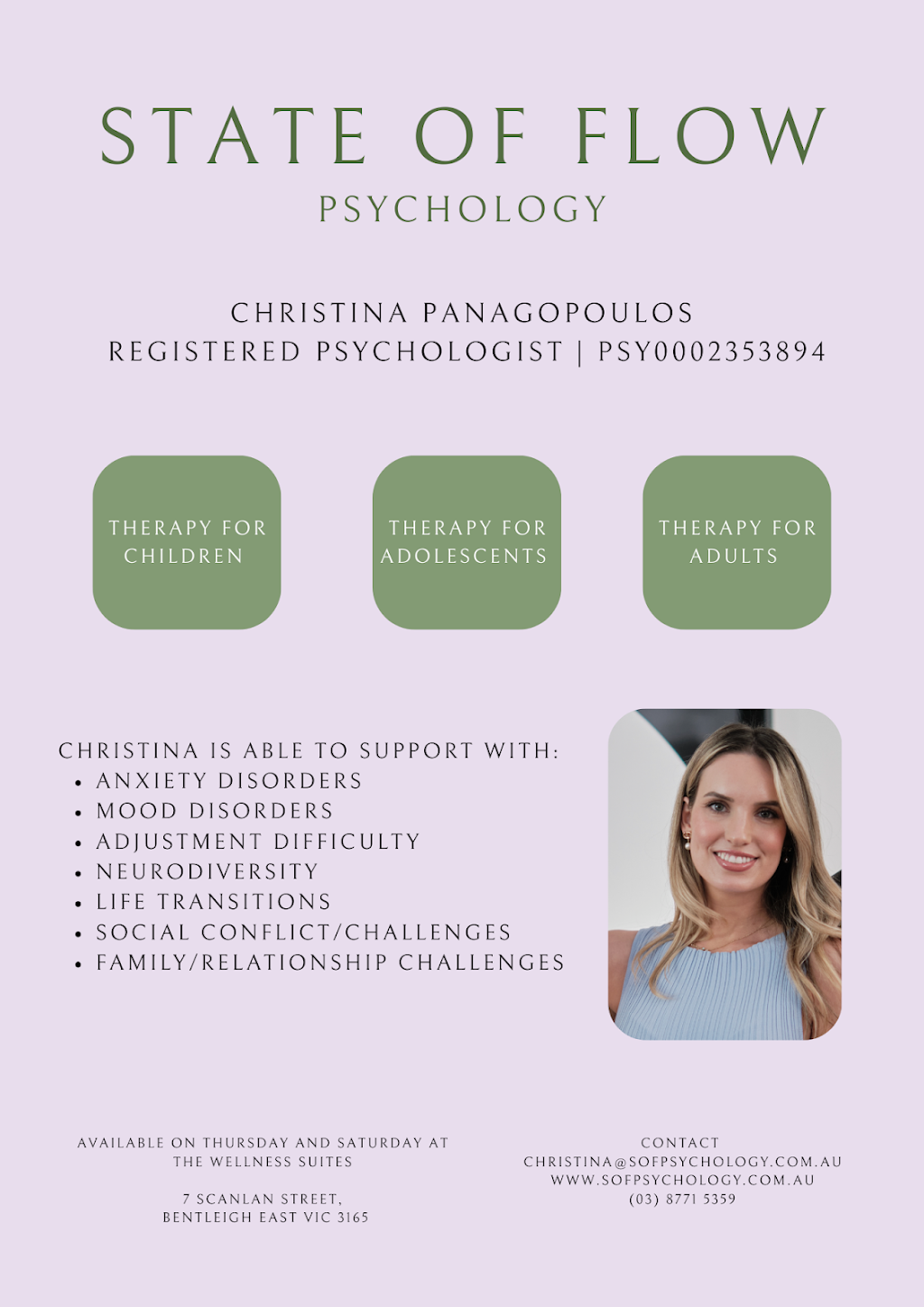 State of Flow Psychology | 7 Scanlan St, Bentleigh East VIC 3165, Australia | Phone: (03) 8771 5359
