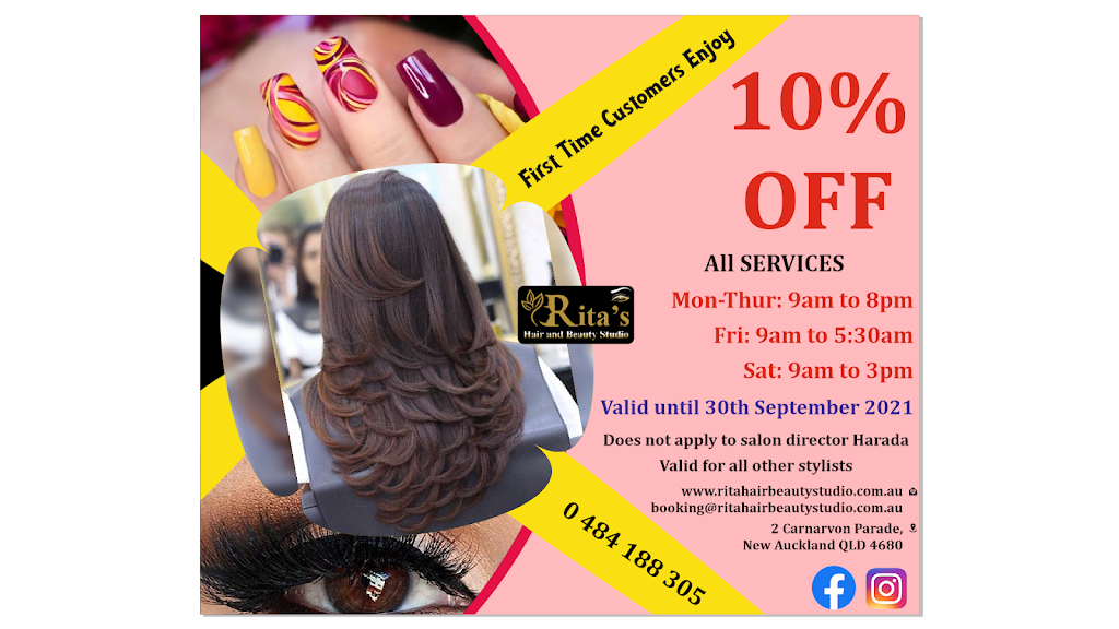 Rita’s Hair and Beauty Studio | 2 Carnarvon Parade, New Auckland QLD 4680, Australia | Phone: 0484 188 305
