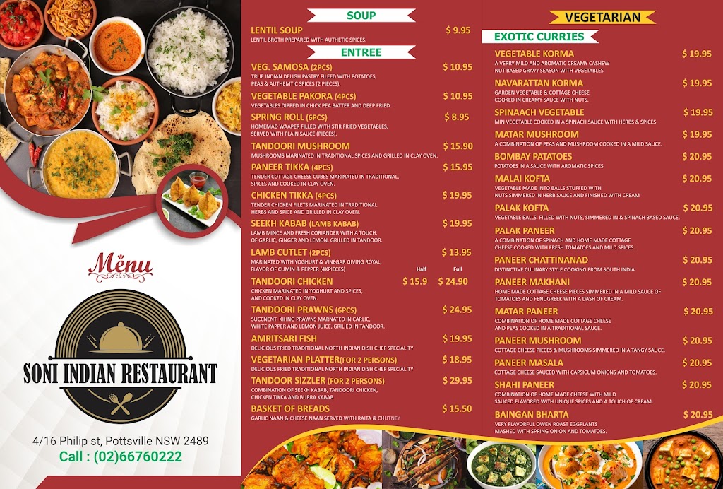 Soni Indian Restaurant | restaurant | 4/16 Philip St, Pottsville NSW 2489, Australia | 0430605534 OR +61 430 605 534