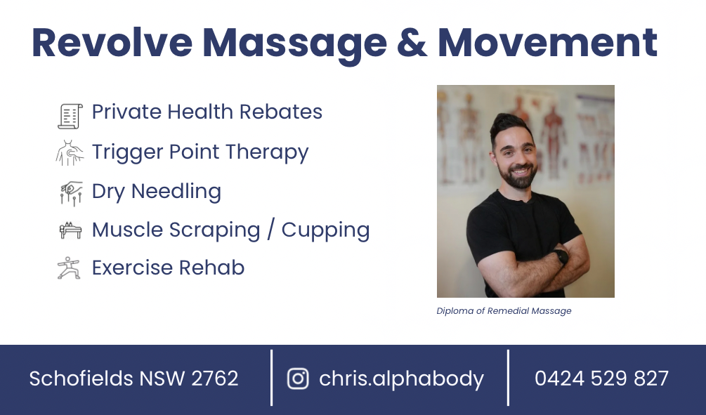 Revolve Massage and Movement | 23 Galaxy St, Schofields NSW 2762, Australia | Phone: 0424 529 827