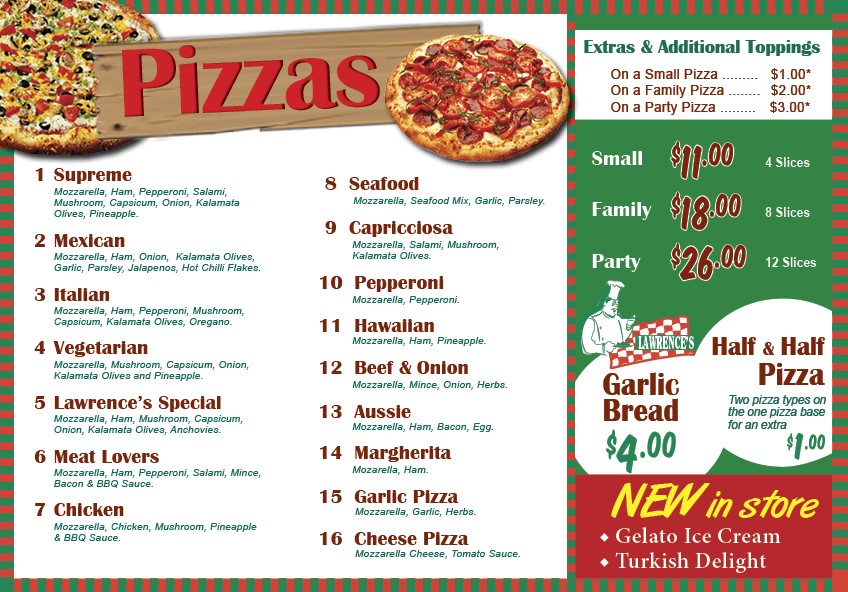 Lawrences Pizza | 3/5-11 Julie St, Crestmead QLD 4132, Australia | Phone: (07) 3803 1300