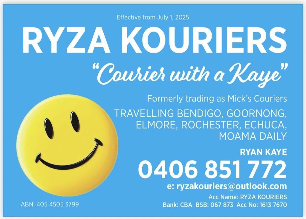 Ryza Kouriers “Courier with a Kaye” | 146 Olympic Parade, Kangaroo Flat VIC 3555, Australia | Phone: 0406 851 772