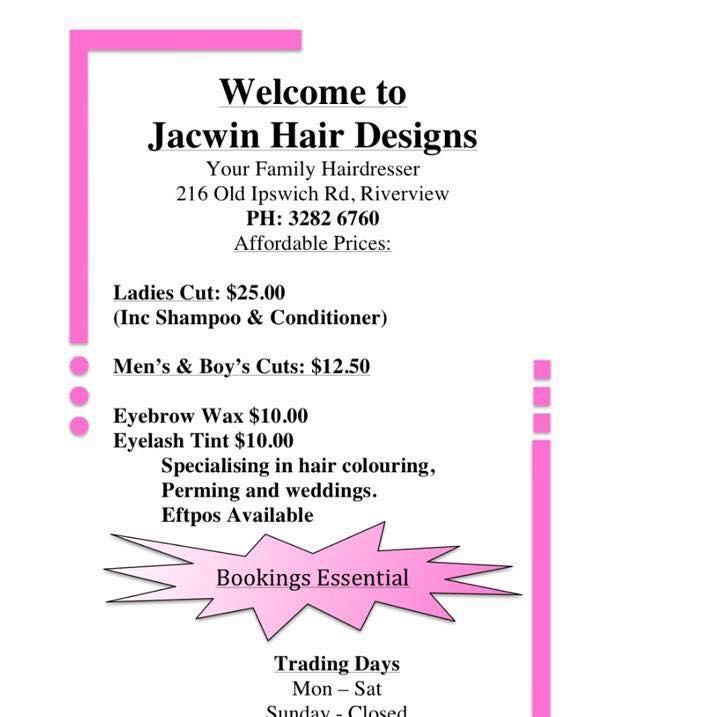 Jacwin Hair Designs | hair care | 216 Old Ipswich Rd, Riverview QLD 4303, Australia | 0732826760 OR +61 7 3282 6760