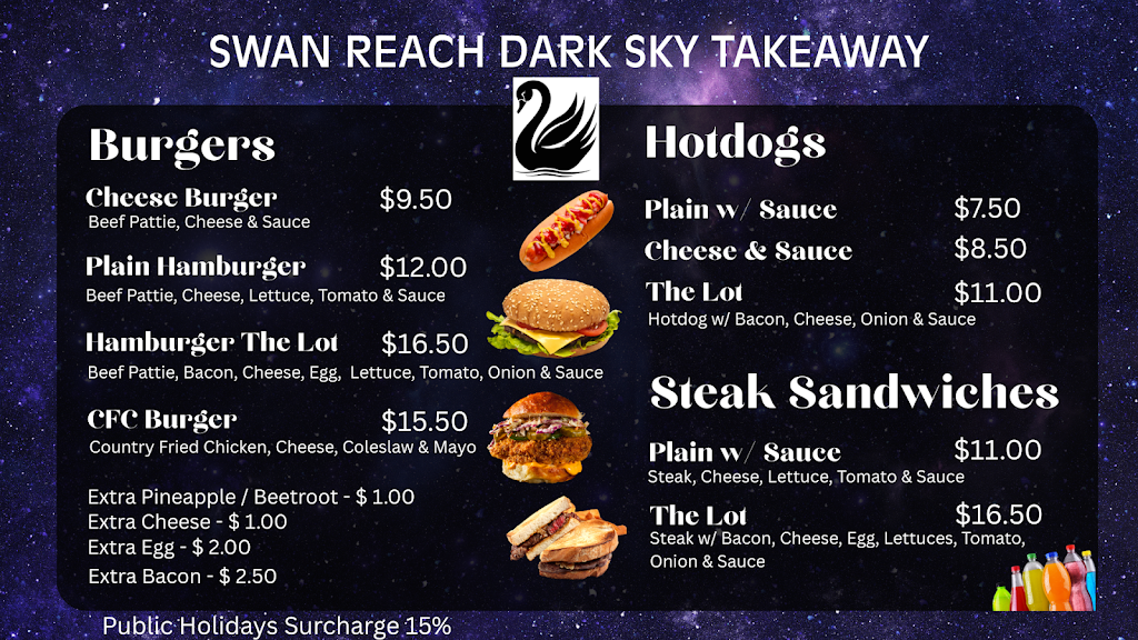 Swan Reach Dark Sky Takeaway | 2 Victoria St, Swan Reach SA 5354, Australia | Phone: 0468 858 501