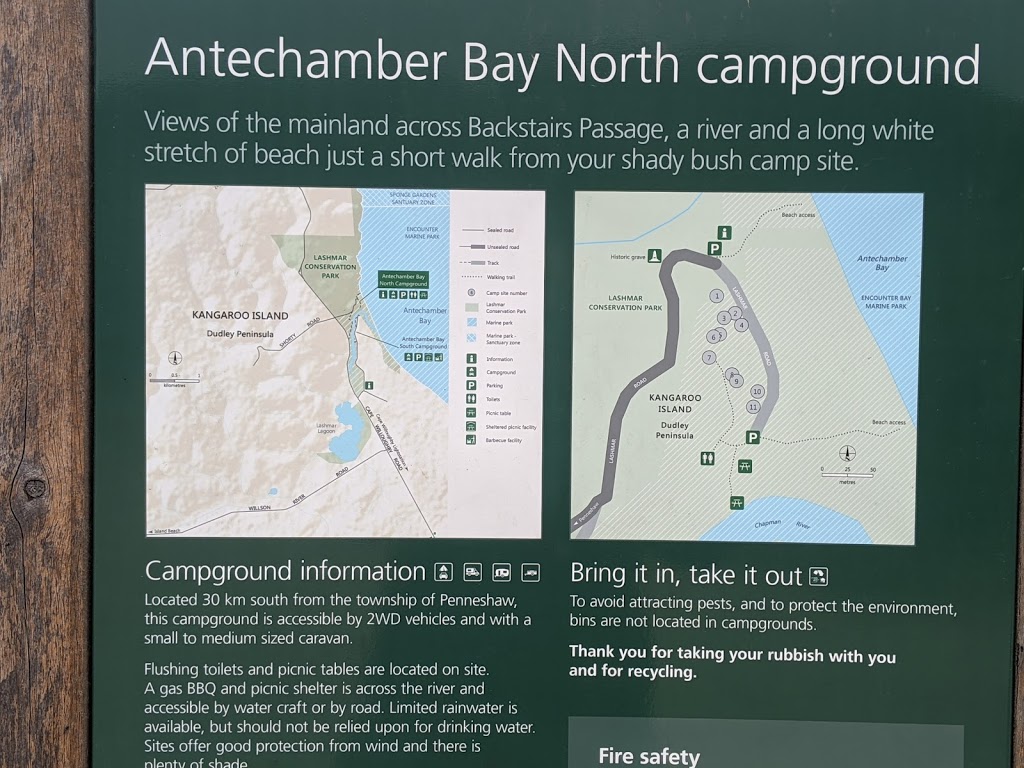 Antechamber Bay North Campground | campground | Lashmar Rd, Antechamber Bay SA 5222, Australia | 0885534444 OR +61 8 8553 4444