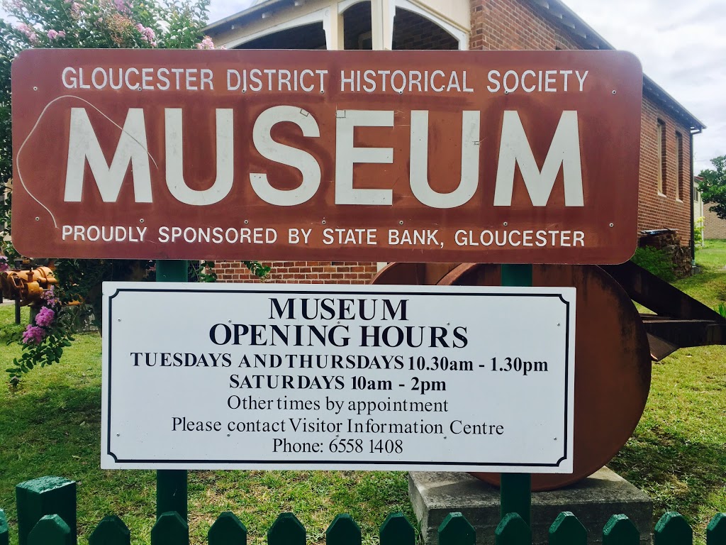 Gloucester District Historical Society Museum | museum | 12 Church St, Gloucester NSW 2422, Australia | 0265589989 OR +61 2 6558 9989