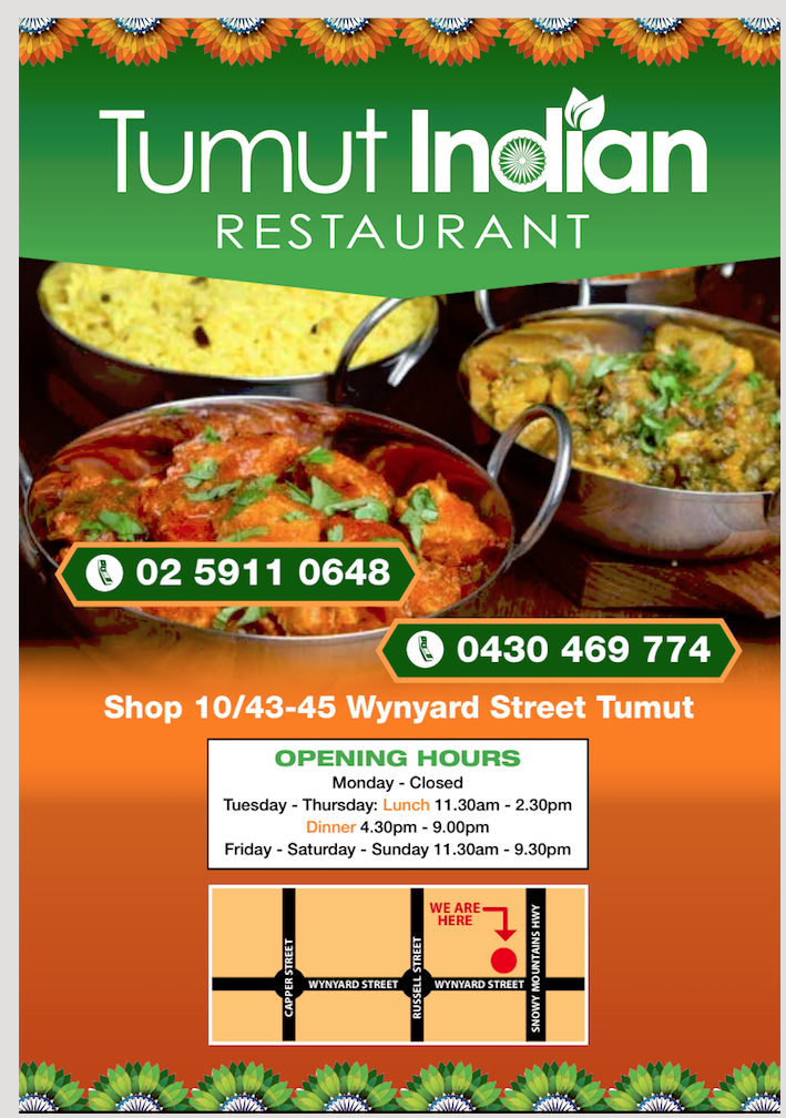 Tumut Indian restaurant | restaurant | Shop 10/43-45 Wynyard St, Tumut NSW 2720, Australia | 0259110648 OR +61 2 5911 0648