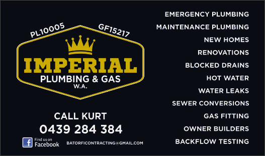 Imperial Plumbing and Gas W.A. | 20 Prunster Rd, York WA 6302, Australia | Phone: 0439 284 384
