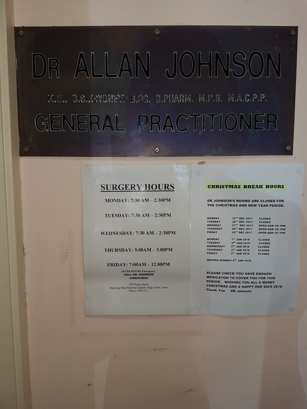 Allan Johnson Dr | doctor | 82 Albert St, Taree NSW 2430, Australia | 0265516633 OR +61 2 6551 6633
