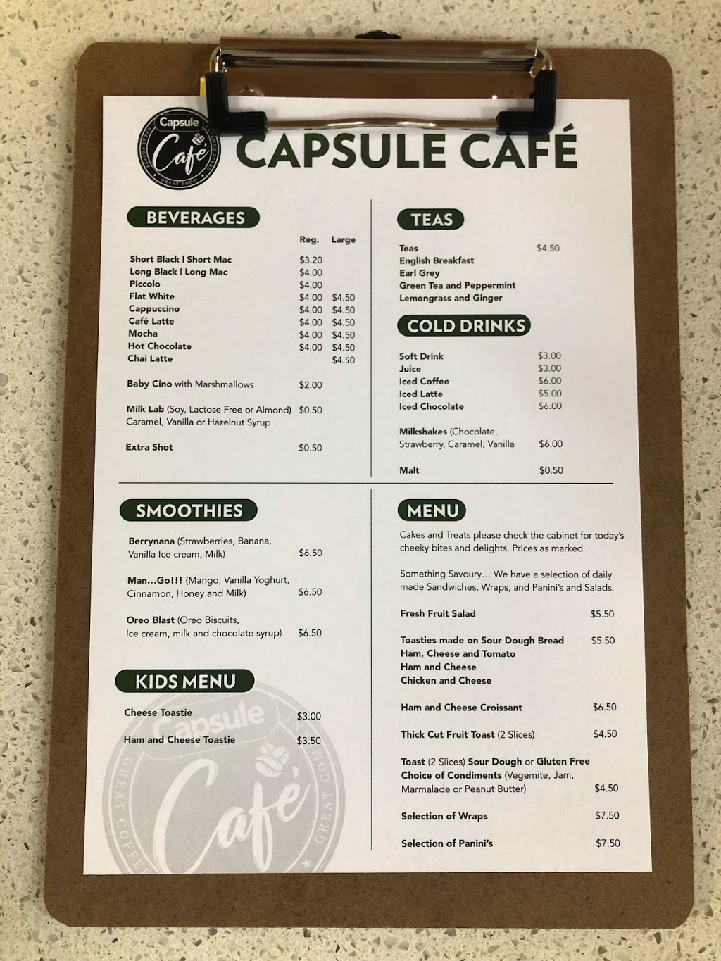 Capsule Cafe | 2 Patricks Rd, Arana Hills QLD 4054, Australia | Phone: 0480 201 963