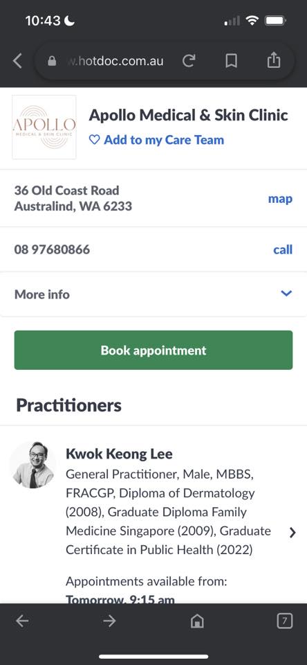 Apollo Medical & Skin Clinic | 36 Old Coast Rd, Australind WA 6233, Australia | Phone: (08) 9768 0866