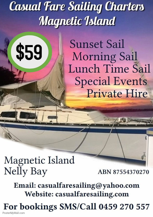 Casual Fare Sailing Charters Magnetic Island | travel agency | magnetic island marina, 123 Sooning St, Nelly Bay QLD 4819, Australia | 0459270557 OR +61 459 270 557