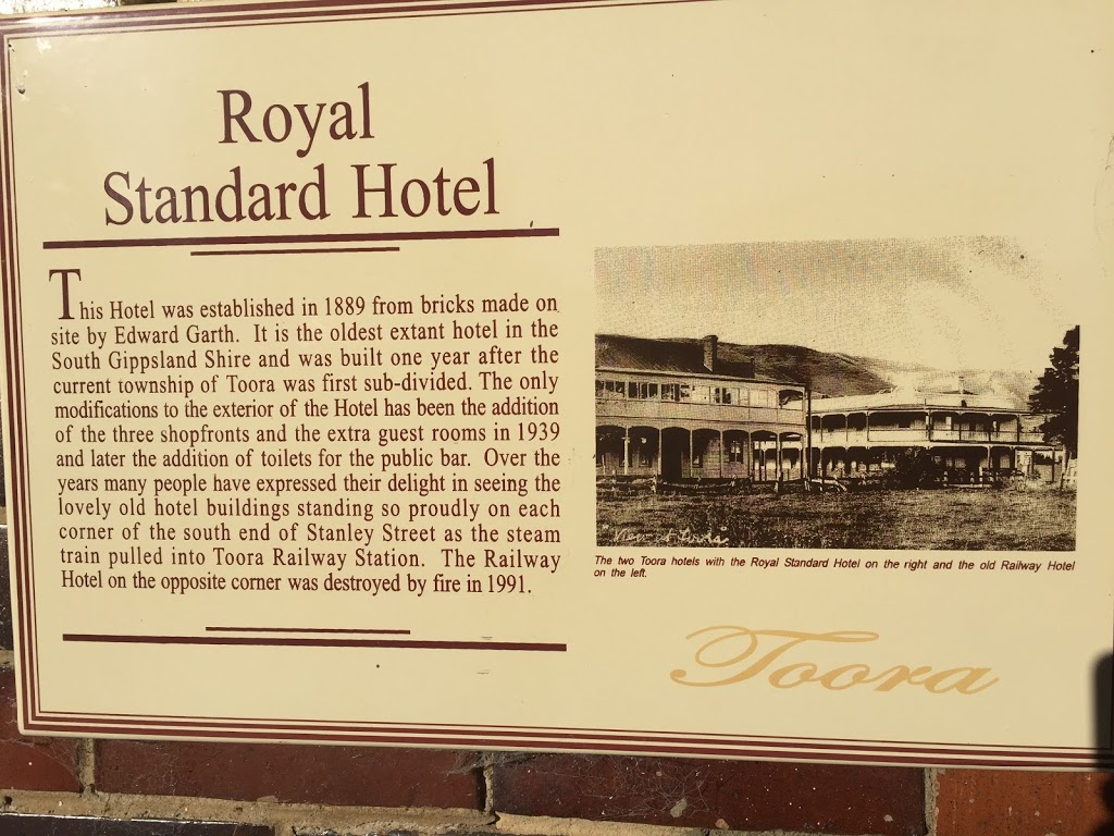 The Royal Standard Hotel, Toora. South Gippsland. | lodging | 69-71 Stanley St, Toora VIC 3962, Australia | 0356862475 OR +61 3 5686 2475