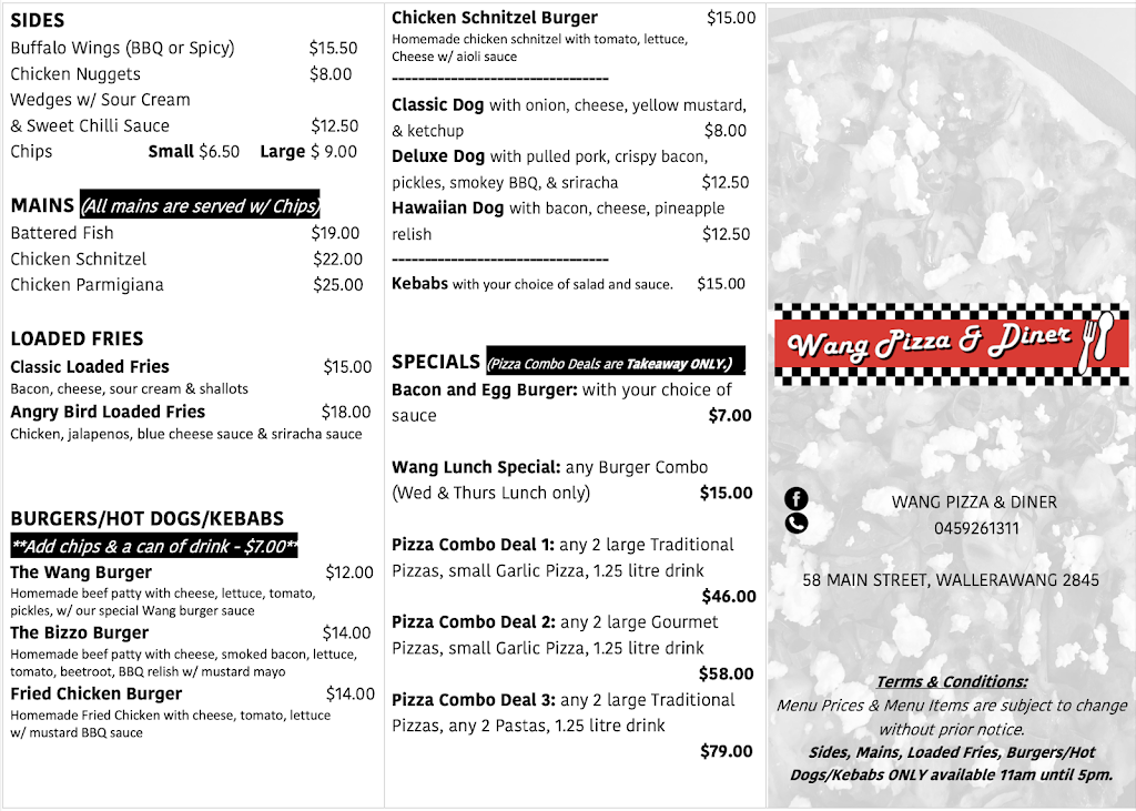 Wang Pizza And Diner | 58 Main St, Wallerawang NSW 2845, Australia | Phone: 0459 261 311