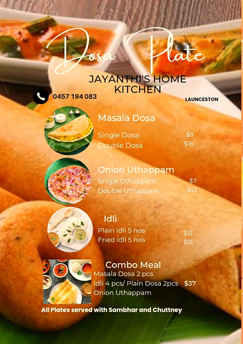 Jayanthis Home Kitchen | 351 W Tamar Rd, Riverside TAS 7250, Australia | Phone: 0457 194 083