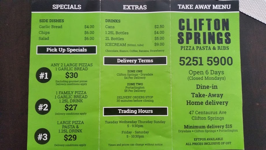 TCs Diner | meal takeaway | 47 Centaurus Ave, Clifton Springs VIC 3222, Australia | 0352515900 OR +61 3 5251 5900