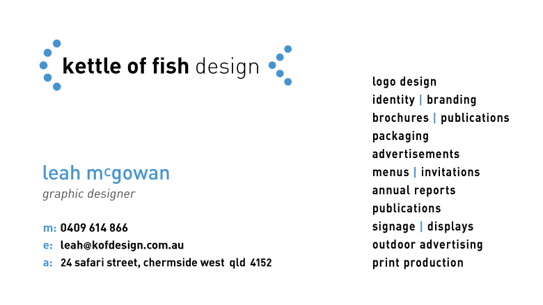 Kettle of Fish Design PTY LTD | 24 Safari St, Chermside West QLD 4032, Australia | Phone: (07) 3350 2169