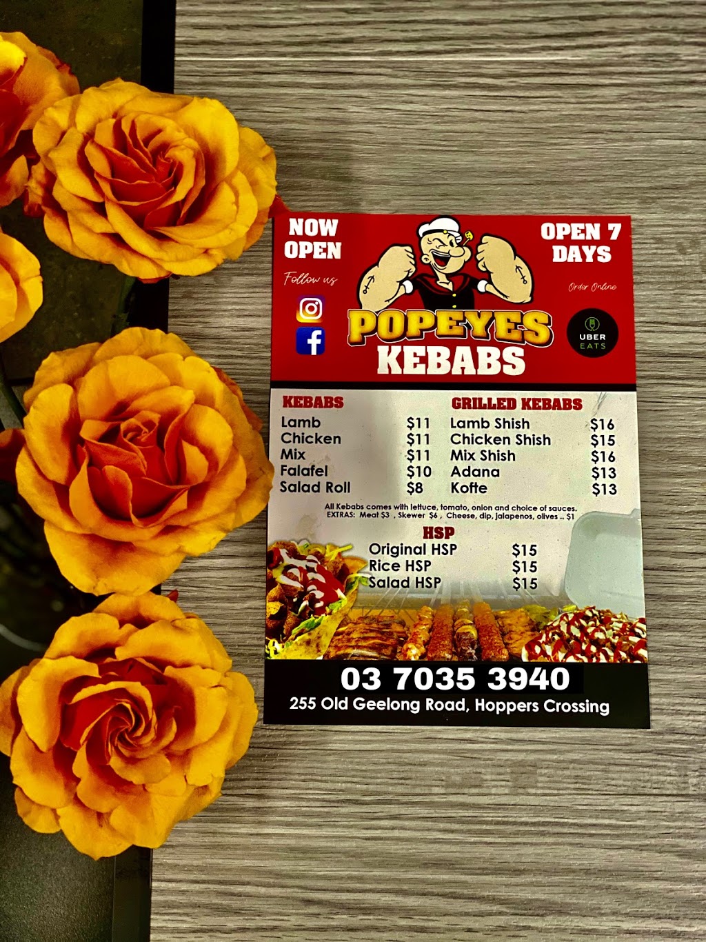 Popeyes kebab | restaurant | 255 Old Geelong Rd, Hoppers Crossing VIC 3029, Australia | 0370353940 OR +61 3 7035 3940