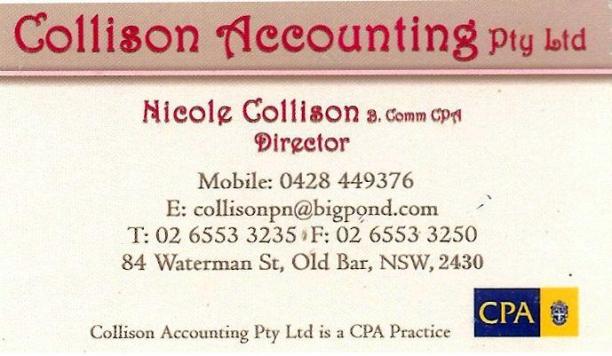 Collison Accounting | accounting | 84 Waterman St, Old Bar NSW 2430, Australia | 0265533235 OR +61 2 6553 3235