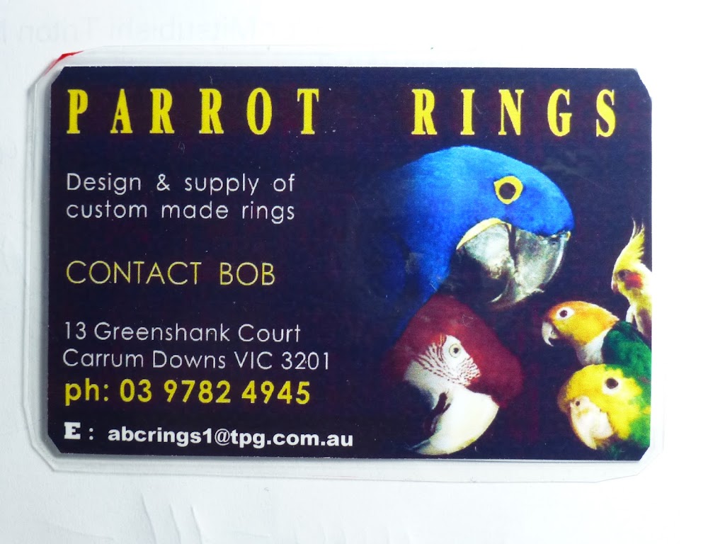 ABC Pigeon and Parrot Rings . |  | 13 Greenshank Ct, Carrum Downs VIC 3201, Australia | 0397824945 OR +61 3 9782 4945