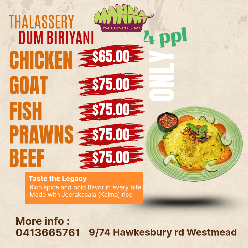 Manna Cuisines You Dream It We Make It | 9/74 Hawkesbury Rd, Westmead NSW 2145, Australia | Phone: 0413 665 761