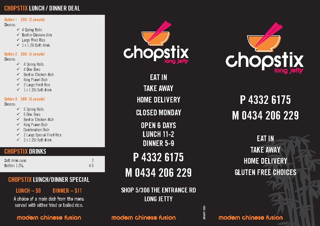 Chopstix | 5/308 The Entrance Rd, Long Jetty NSW 2261, Australia | Phone: (02) 4332 6175