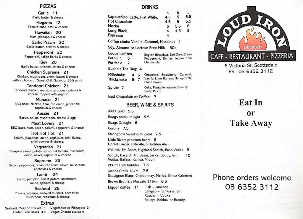 Loud Iron | restaurant | 6 Victoria St, Scottsdale TAS 7260, Australia | 0363523112 OR +61 3 6352 3112