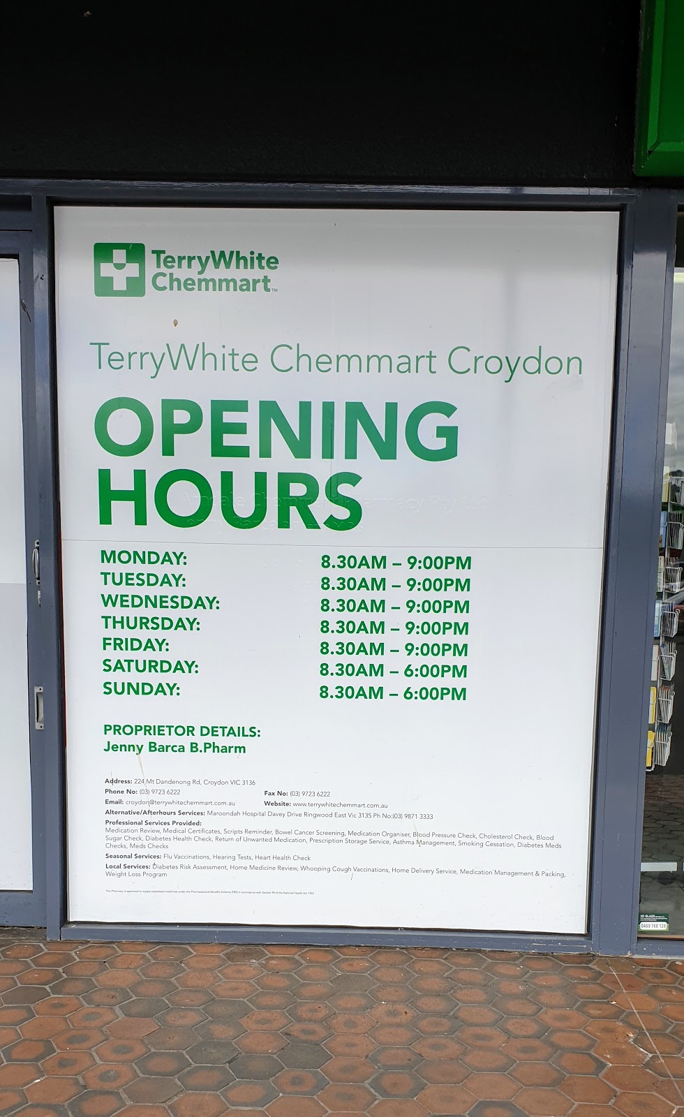 TerryWhite Chemmart Croydon | Shop 14-20/224 Mt Dandenong Rd, Croydon VIC 3136, Australia | Phone: (03) 9723 6222
