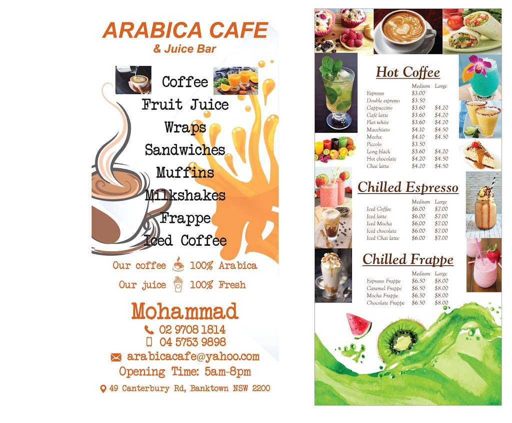 ARABICA CAFE | cafe | 49 Canterbury Rd, Bankstown NSW 2200, Australia | 0297081814 OR +61 2 9708 1814